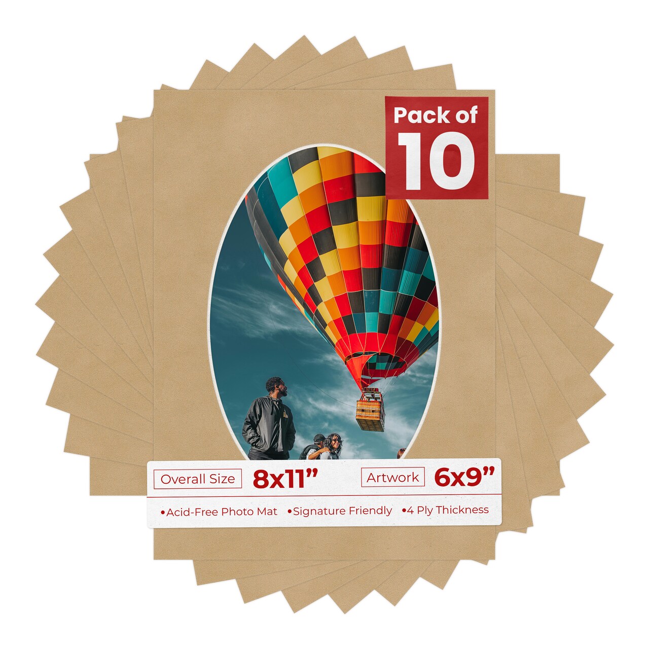 Beige Suede Mat Board for 8x11 Frames - Oval Opening for 6x9 Photos